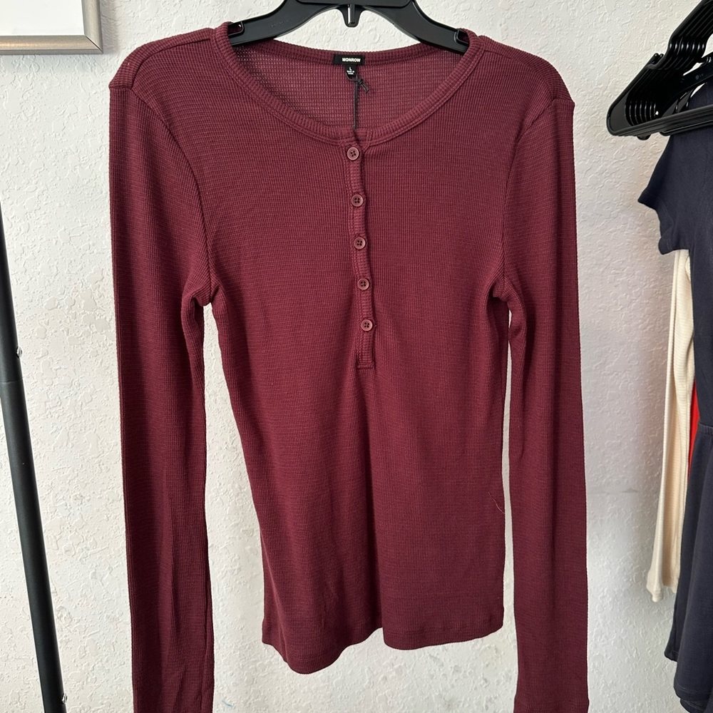 NWT! REVOLVE! MONROW HENLEY THERMAL TOP